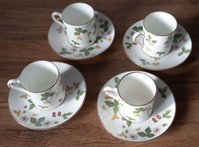 Wedgewood Wild Strawberry Coffee Cups and Saucers Perfect Condition 