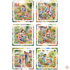 6 x Woman & Children Gardening