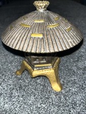 Vintage Cast Iron Metal Pagoda Garden Hanging Candle Light Lantern Japan