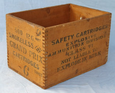 Vintage Eley ? Grand Prix Smokeless Cartridges 12 Bore 6 Shot Empty Wooden Box