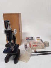 Vintage PHILO Student Microscope Set with Slides Tools and Case Bundle Preowned 