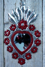 Tin Heart Mirror Milagro