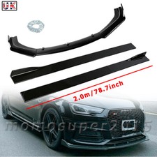 For Audi A3 A1 A2 Glossy Black Front Bumper Spoiler Lip + Side Skirts Splitter