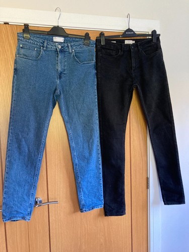 Mens black blue jeans w32 - mens,