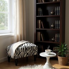 Zebra Fabric Tapestry Ottoman