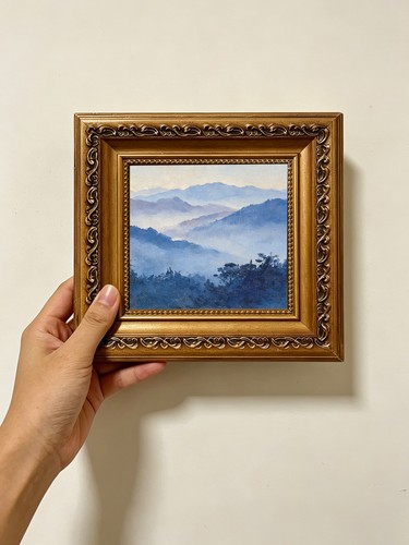 Blue tonal misty mountain - tonal,