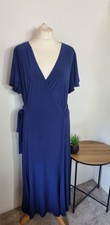 JOANNA HOPE Size 24 Navy Blue Midi Length Dress Short Sleeved Cruise Occassion