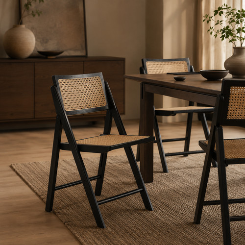 Natural rattan seat black - natural,