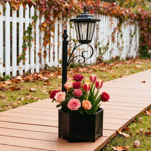 Solar lamp post - lamp, planter