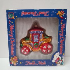 Christmas Glass Tree Ornament, Carriage,Boxed, Made In Poland 
