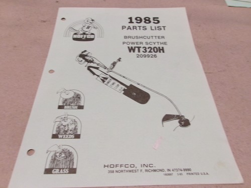 Hoffco 1985 parts list - 1985,