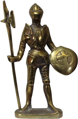 Brass medieval knight - brass, figurine