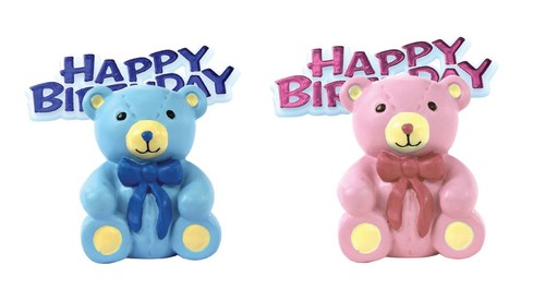 Teddy bear cake topper - topper,, pink
