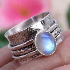 Spinner Moonstone Ring Customize 925 Sterling Silver Jewelry; Perfect Gift UK