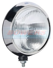 SIM 3201 STAINLESS STEEL CHROME / BLACK 7" CLASSIC FRONT HALOGEN FOG LAMP LIGHT