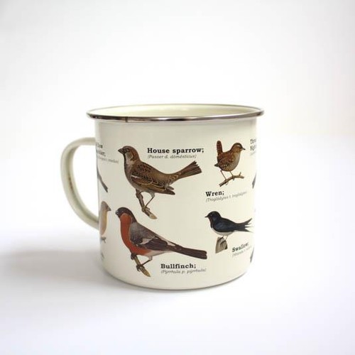 Garden birds enamel mug - birds,
