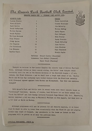 Queens park celtic - celtic, reserve
