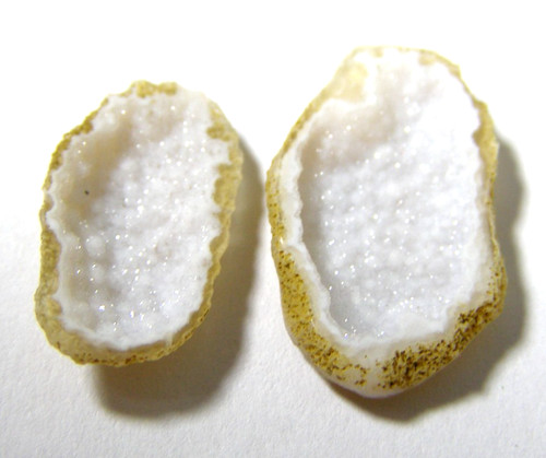 Pair tiny matched quartz geode - pair,