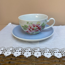 Cath Kidston Country Large Cup And Saucer Blue Provence Spray Flowers 