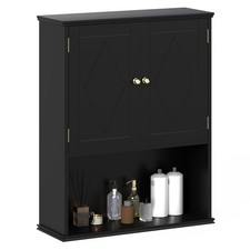 COSTWAY Bathroom Wall Cabinet 2-Door Wall Mounted Medicine Cabinet-Black