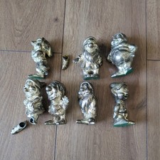 Vintage Metal Figures Snow White 7 Dwarfs  Sleepy Doc Grumpy Bashful