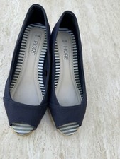 Fiore navy fabric wedge heel