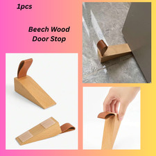 Wooden Beech Wood Door Stop Wedge, Windproof  Door Stop Holder