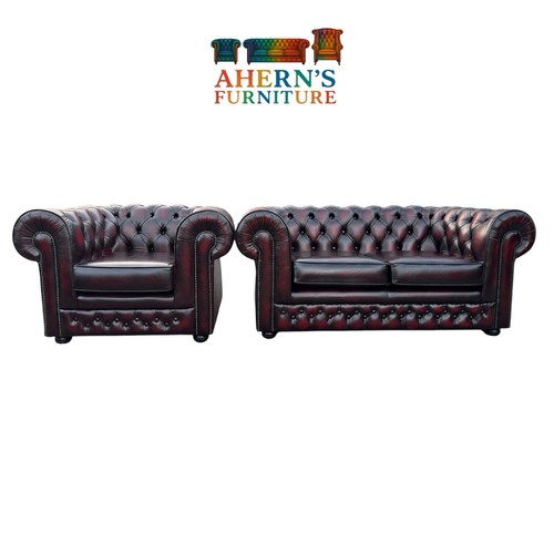Oxblood leather chesterfield - oxblood,