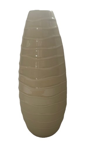Tall 33cm ceramic cream ribbed - tall,