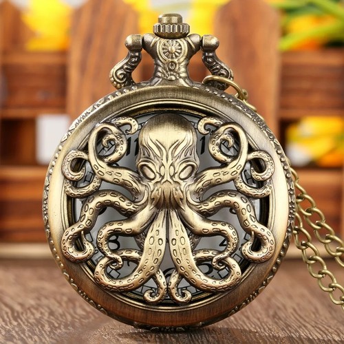 Retro bronze octopus - retro, pocket