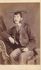 CDV PHOTO GENT WEARING MORTAR HAT BY JOHN BULL PETERBOROUGH