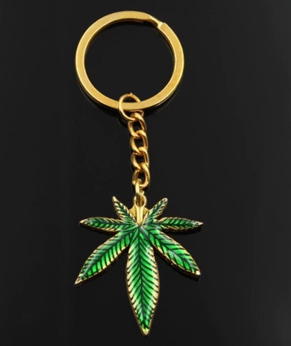 Cannabis leaf key ring chain - ring,