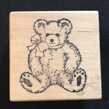 Teddy bear with bow PSX wood mounted rubber stamp - E610 cardmaking papercraft