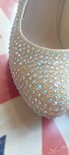 Stunning  Kelsi Gold Sparkling Jewelled shoes size 4  Prom Wedding Christmas