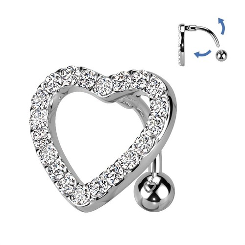 Belly bar reverse - heart, set
