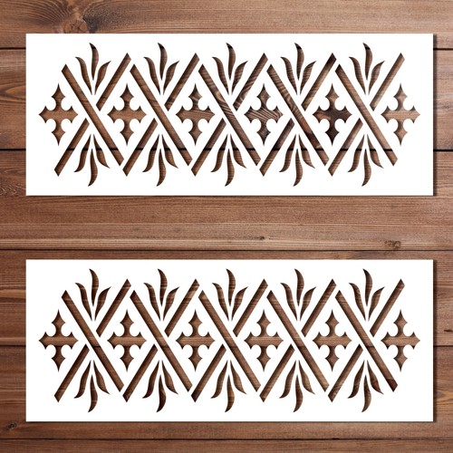 Medieval cross border stencil - border,