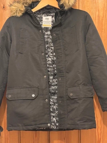 Hype kids black parka coat - black,