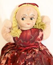 Vtg 60s handmade topsy turvy upside down rag cloth Doll, vinyl face - 33cm. VGC