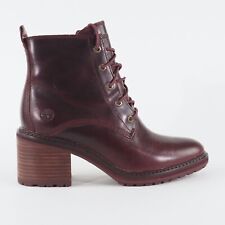 Womens Timberland Sienna High A23M6 Burgundy Leather Lace Up Casual Ankle Boots