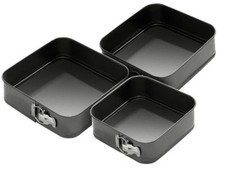 CAKE TIN SET OF 3 SQUARE NON STICK SPRING FORM  BAKING BAKE TRAY BAKEWARE