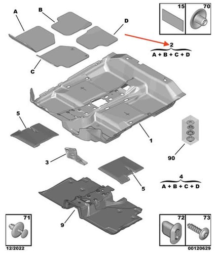 Peugeot 2008 floor - 2008, set
