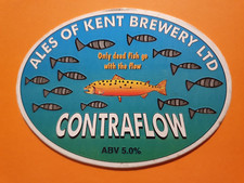 ALES OF KENT brewery CONTRAFLOW real ale beer pump clip badge front CLOSED fish