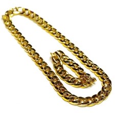 Gold Bling Necklace Bracelet 1980s Rapper Funny Chunky Large Gold Chain Necklace