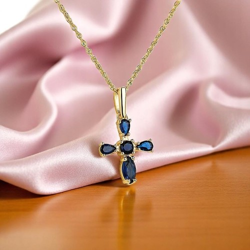 Fashion cross gold - cross, blue
