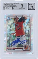 Grayson Rodriguez Orioles Signed 2020 Bowman Chrome Prospects #BCP-22 BAS 9/10