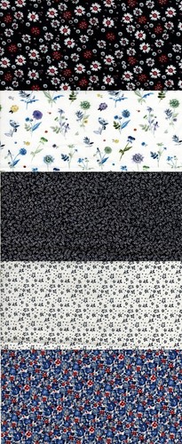 100 cotton fabric 5 - fabric,, pieces