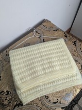 Small Vintage Handmade Crochet Blanket Pram Doll Baby yellow 