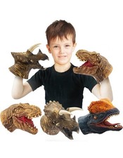 CreepyParty Dinosaur Hand Puppets Dino Toys  Rubber Toy Set T rex  Pack of 3