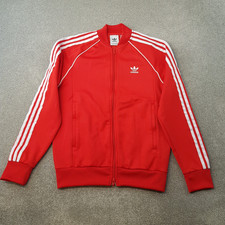 Adidas Mens Track Jacket Medium Red SST Trefoil Firebird Originals Classic Gym