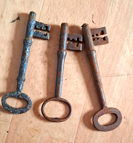 Antique iron warded keys - antique,